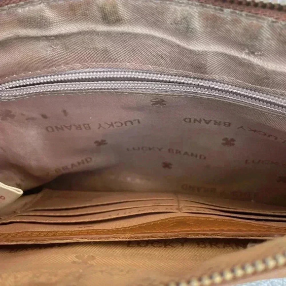 Lucky Brand Leather Cognac Brown Crossbody Purse Bag - Picture 7 of 11